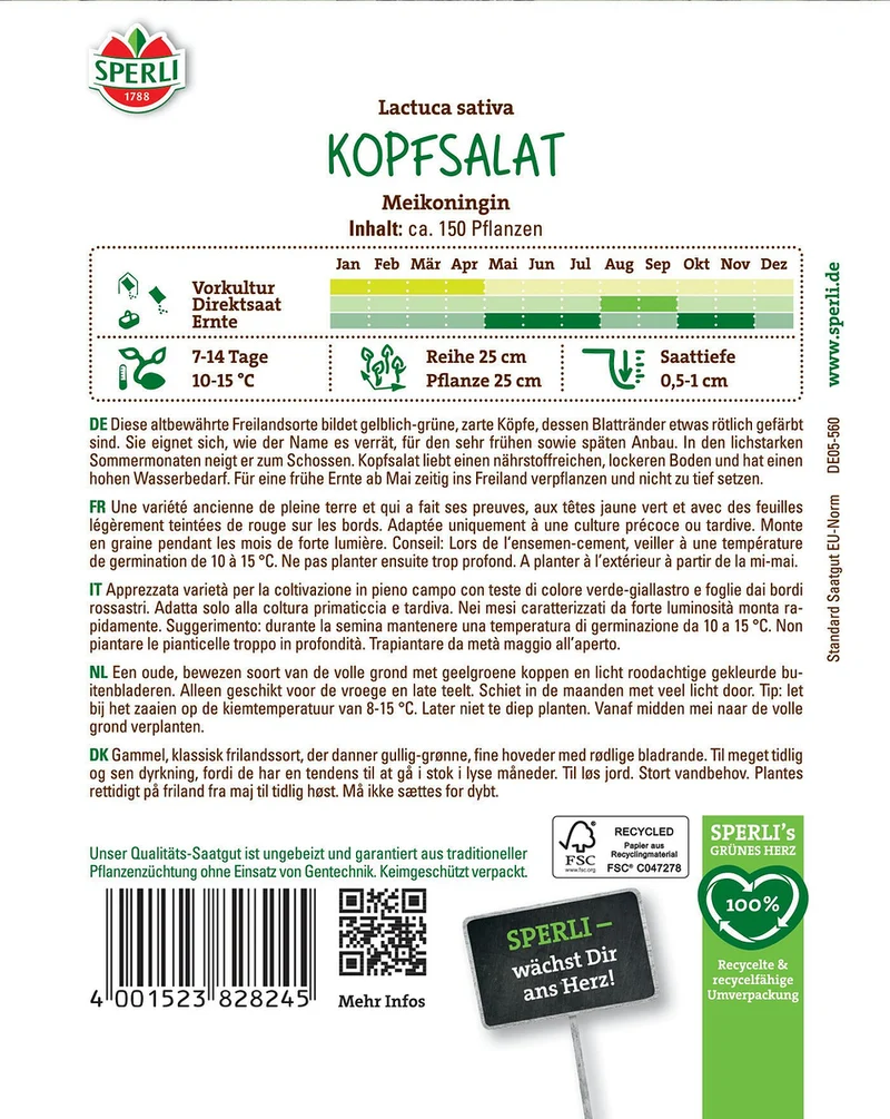 SPERLI Kopfsalat-Samen 'Meikoningin'