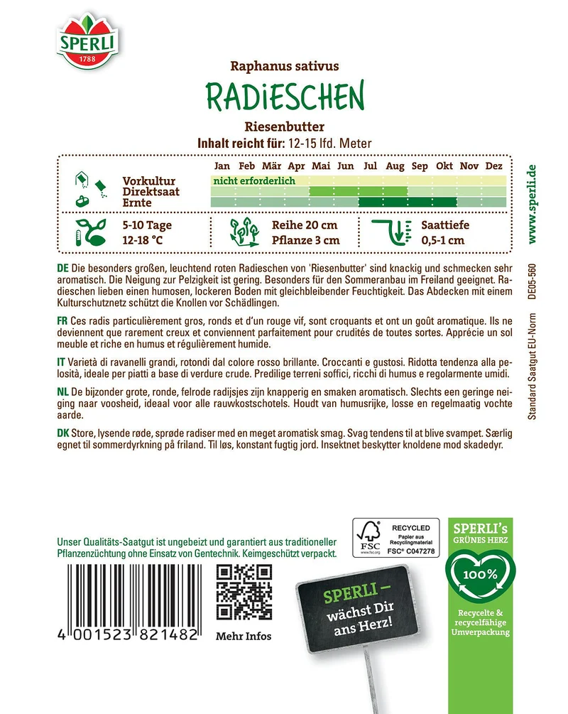 SPERLI Radieschen-Samen 'Riesenbutter'