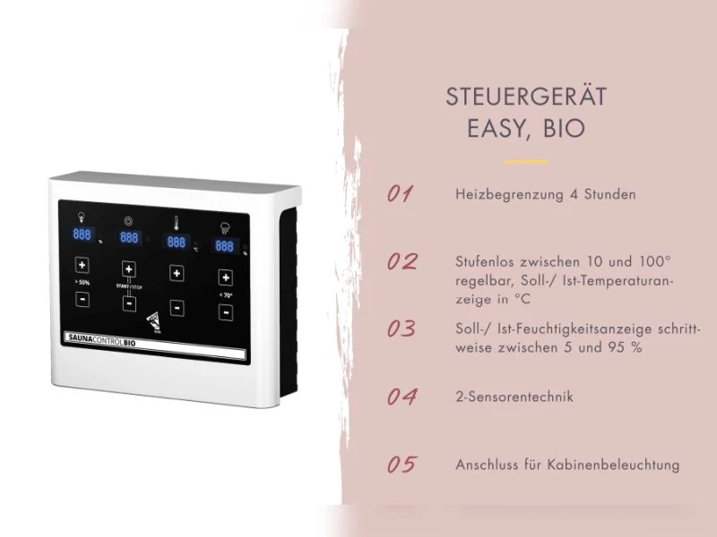 Karibu Saunahaus Caapi 2, terragrau, inkl. 9 kW Bioofen ext. Steuerung, mit Klarglastür und Fußboden