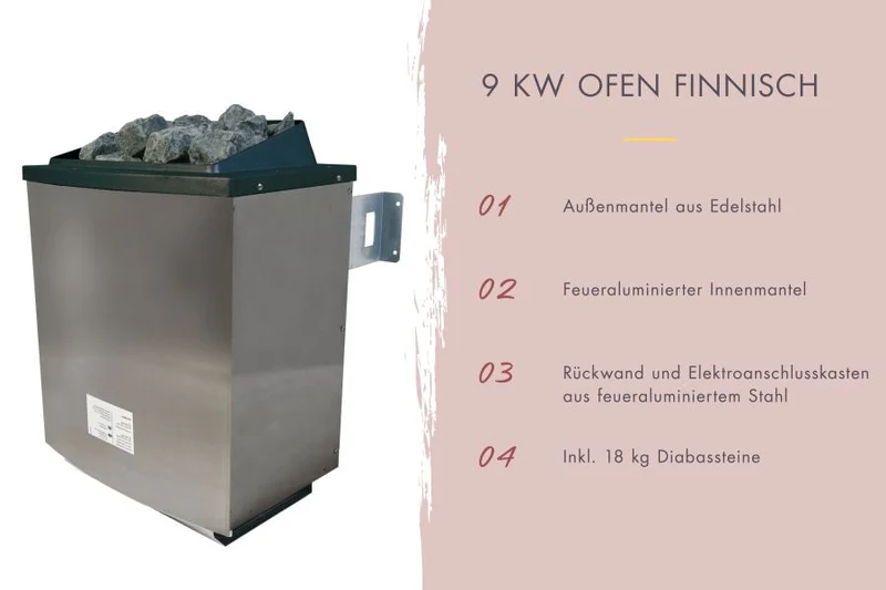 Karibu Saunahaus Caapi 4, inkl. 9 kW Ofen finnisch ext. Steuerung, mit Klarglastür und Fußboden