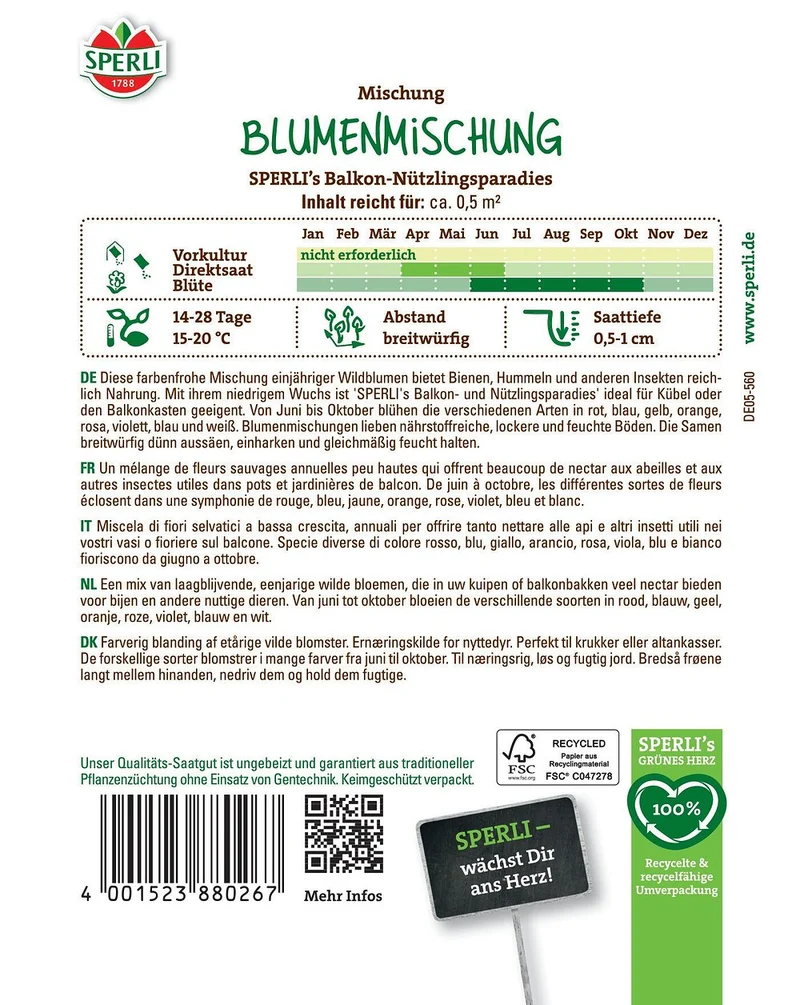SPERLI Blumensamen "Balkon-Nützlingsparadies"