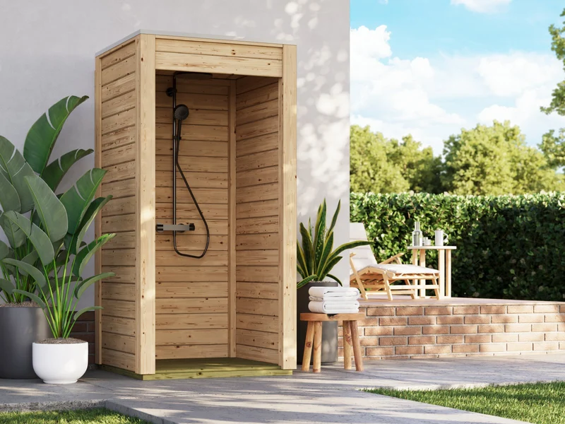 Karibu Outdoordusche, 1 x 1 m, natur