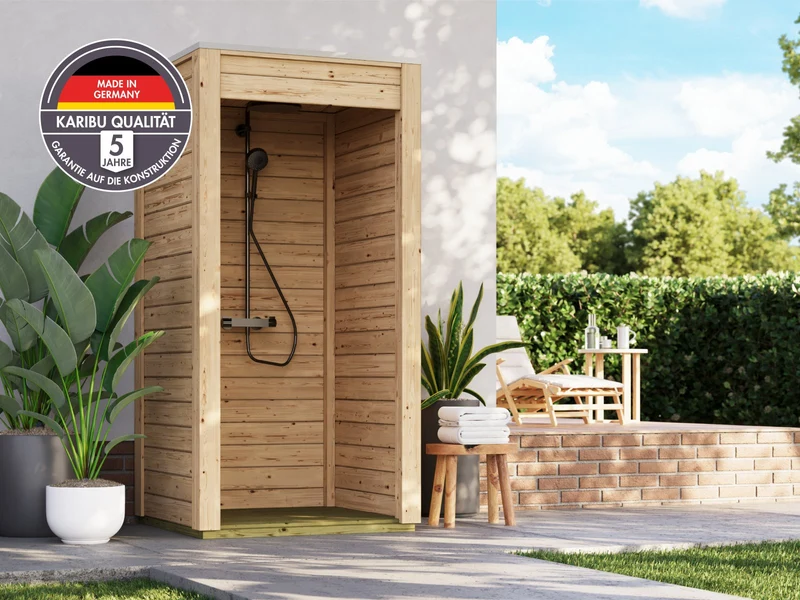 Karibu Outdoordusche, 1 x 1 m, natur