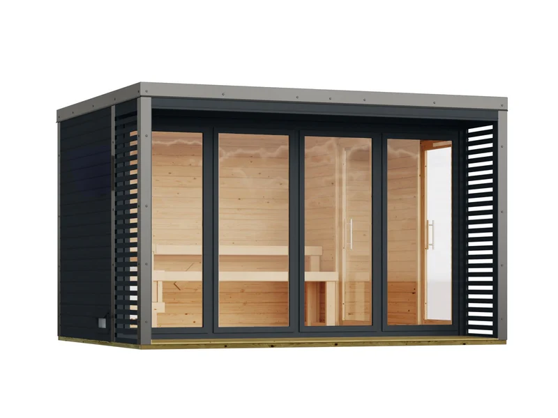 Karibu Hybrid Saunahaus Ares 4, anthrazit/graualuminium -ohne Ofen-