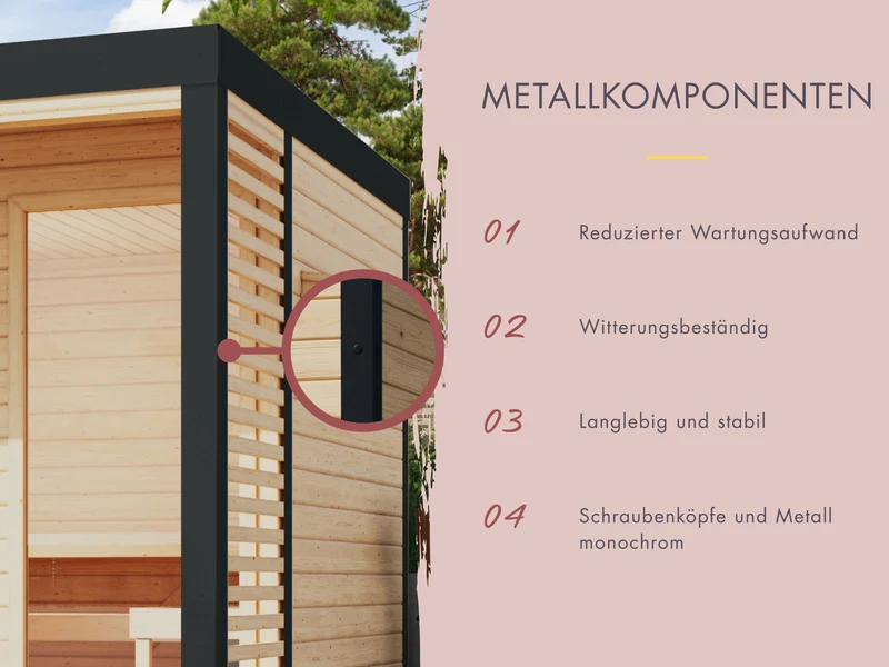 Karibu Hybrid Saunahaus Ares 4, naturbelassen/anthrazit, inkl. 9 kW Ofen ext. Steuerung