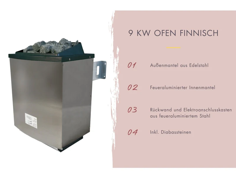 Karibu Hybrid Saunahaus Ares 4, naturbelassen/graualuminium, inkl. 9 kW Ofen ext. Steuerung