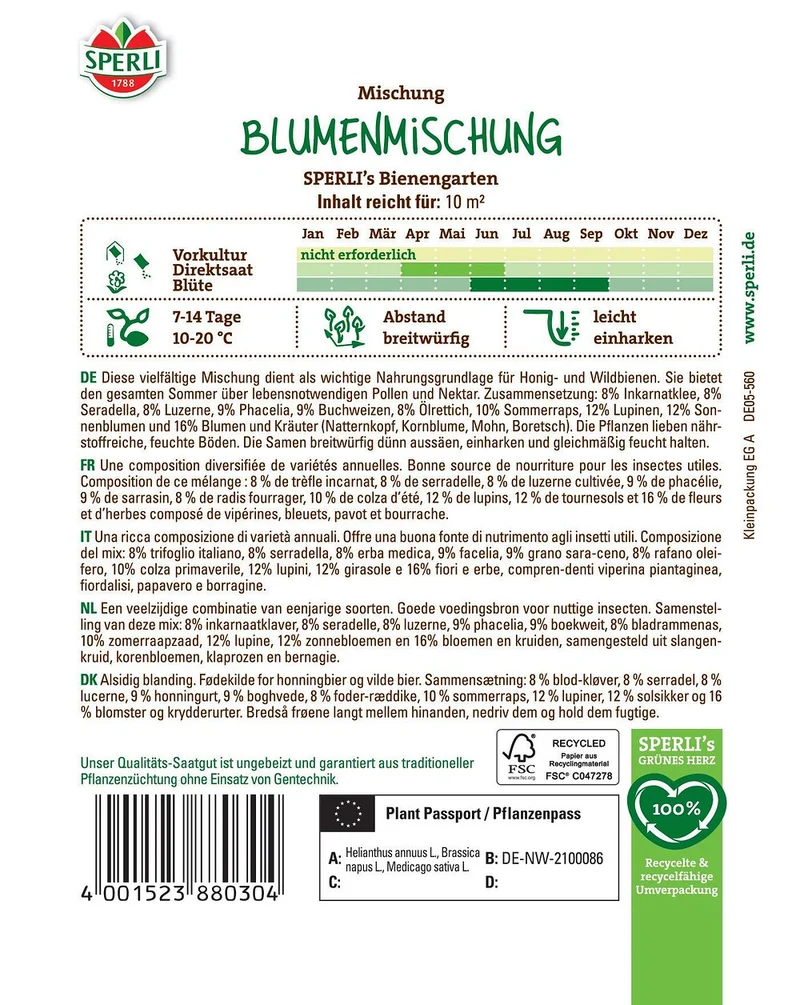 SPERLI Blumensamen "Bienengarten"