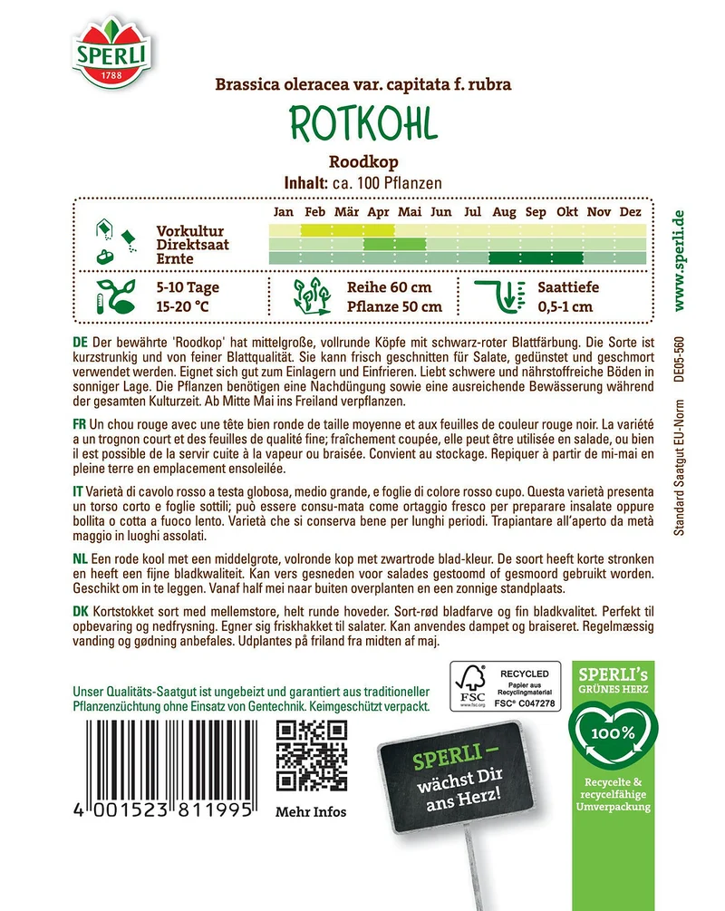 SPERLI Rotkohl-Samen 'Roodkop'