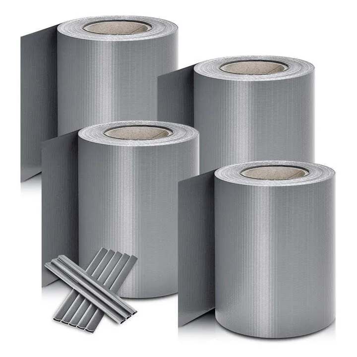 B-Ware Sichtschutzstreifen PVC Sichtschutzband 19cm x 35m 4er Set hellgrau für Zäune