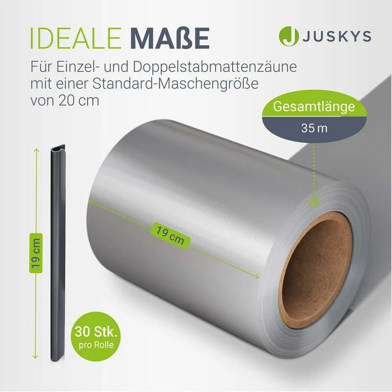 B-Ware Sichtschutzstreifen PVC Sichtschutzband 19cm x 35m 4er Set hellgrau für Zäune