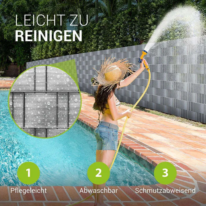 B-Ware Sichtschutzstreifen PVC Sichtschutzband 19cm x 35m 4er Set hellgrau für Zäune
