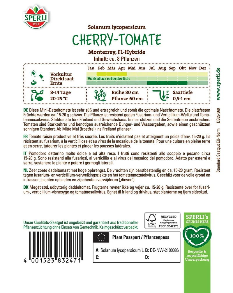 SPERLI Cherrytomaten-Samen 'Monterrey', F1