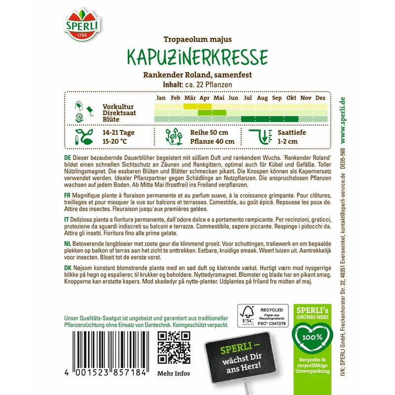 SPERLI Kapuzinerkresse-Samen 'Rankender Roland'