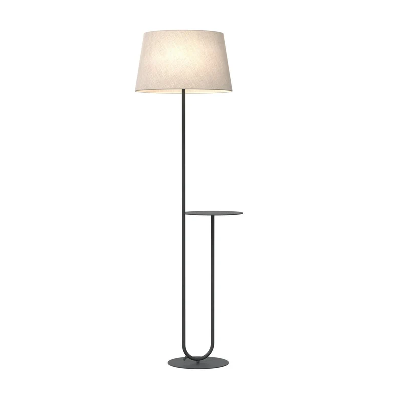 B-Ware Hotel Stehlampe Stehleuchte schwarz beige Stoff Metall 150 cm