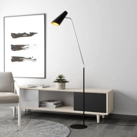 B-Ware Lucande Wibke Stehleuchte Stehlampe Lampe Leuchte in Schwarz gold 180cm