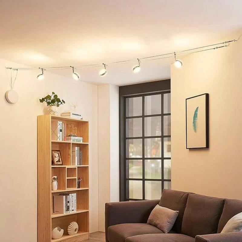 B-Ware Lampenwelt LED-Seilsystem Deckenlampe Lampe Leuchte Ksenija verchromt 5-flammig