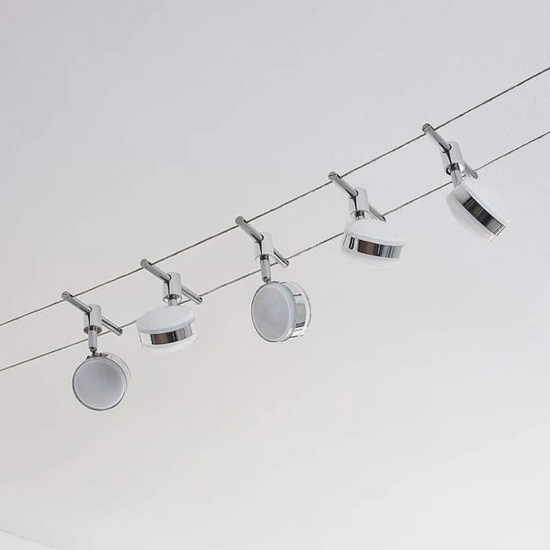 B-Ware Lampenwelt LED-Seilsystem Deckenlampe Lampe Leuchte Ksenija verchromt 5-flammig