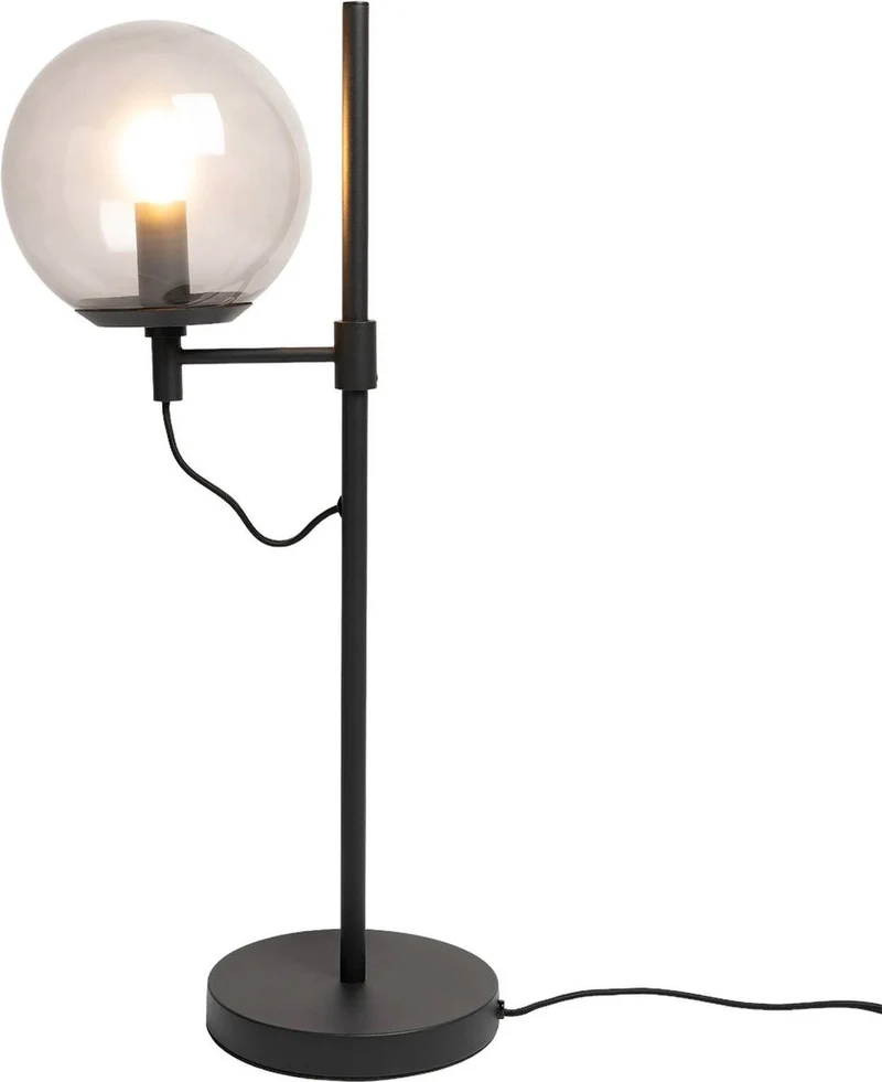 B-Ware Lucande Tischleuchte Lampe Sotiana Glaskugel Glas Schwarz Esszimmer E14 LED
