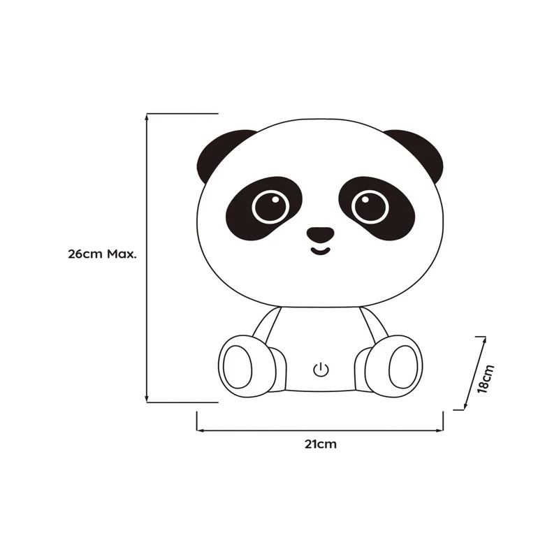 B-Ware Lucide Kindertischleuchte Nachttischlampe Dodo Panda weiß schwarz dimmbar ABS