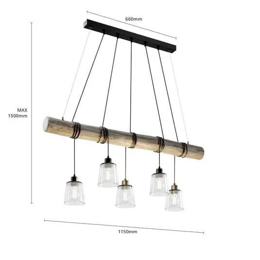 B-Ware Euluna Hängeleuchte Hängeleuchte Lampe Leuchte Karrl fünfflammig rauchgrau/g8