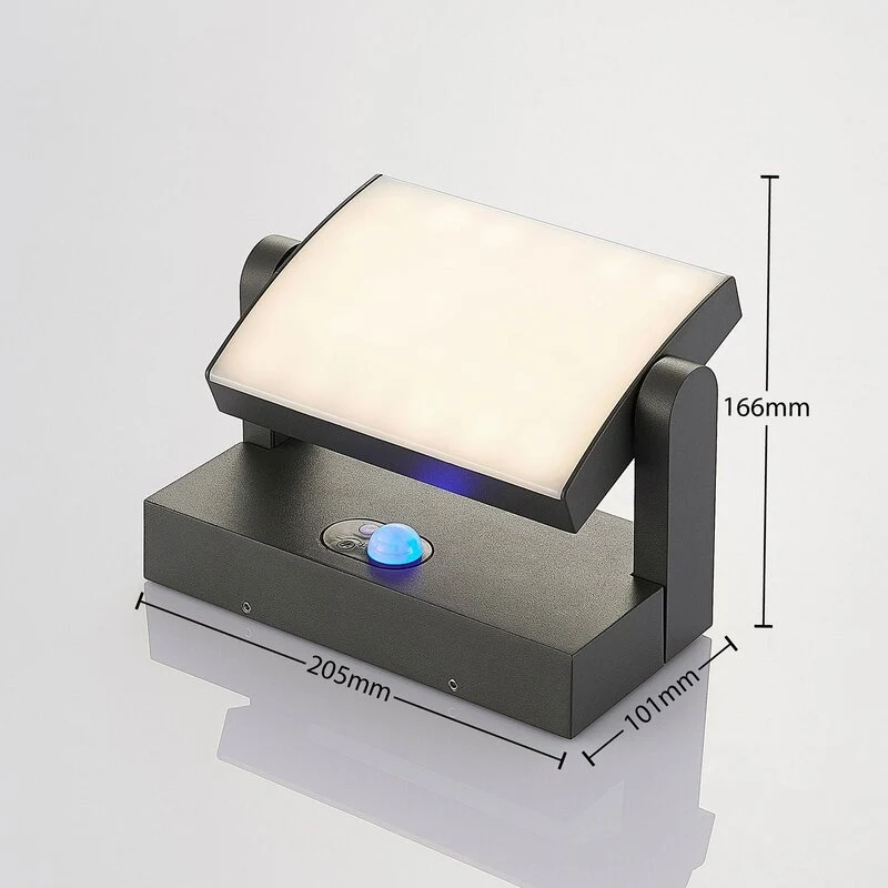 B-Ware Lindby Außenlampe Außenwandleuchte LED Solarleuchte Sherin Sensor dunkelgrau