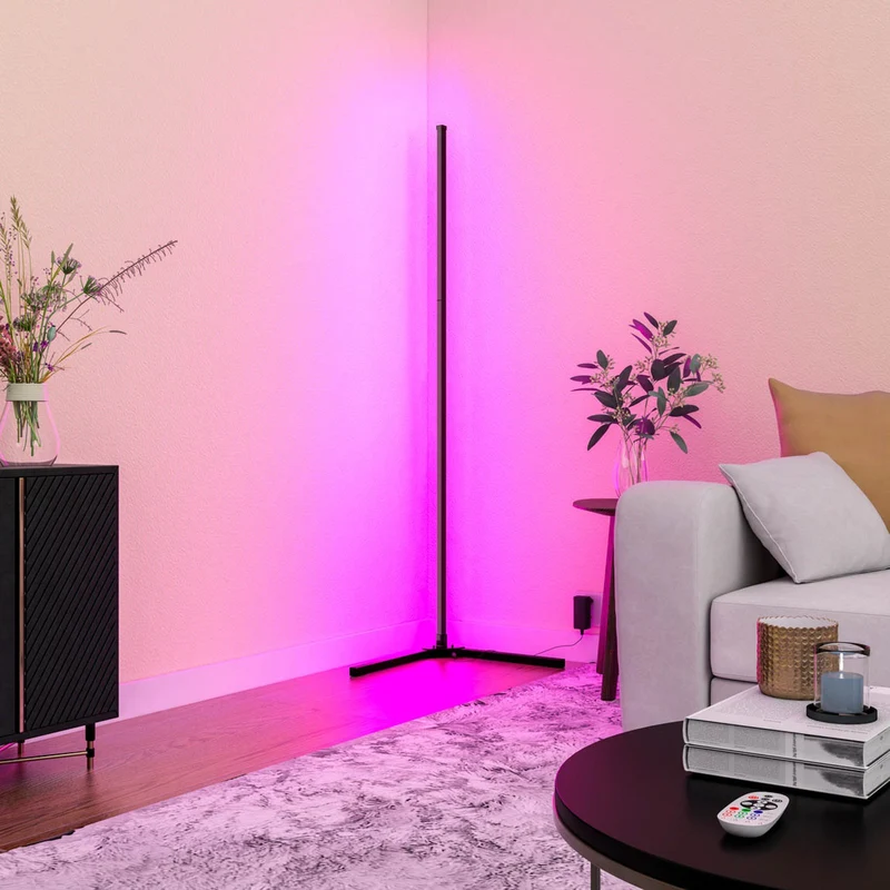 B-Ware Calex Stehleuchte Standlampe Smart LED mit Fernbedienung RGBW schwarz Kunststoff