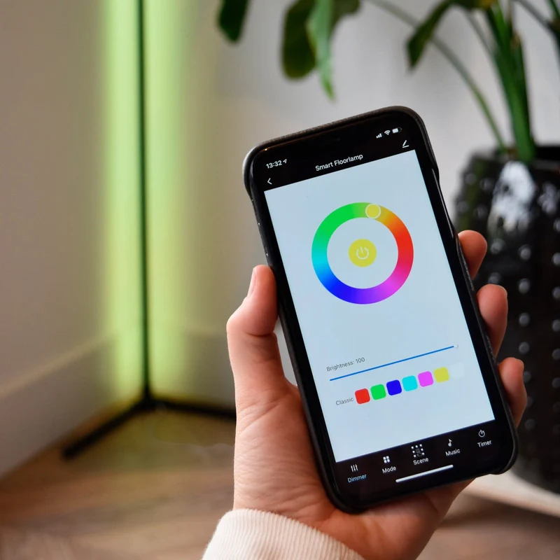 B-Ware Calex Stehleuchte Standlampe Smart LED mit Fernbedienung RGBW schwarz Kunststoff