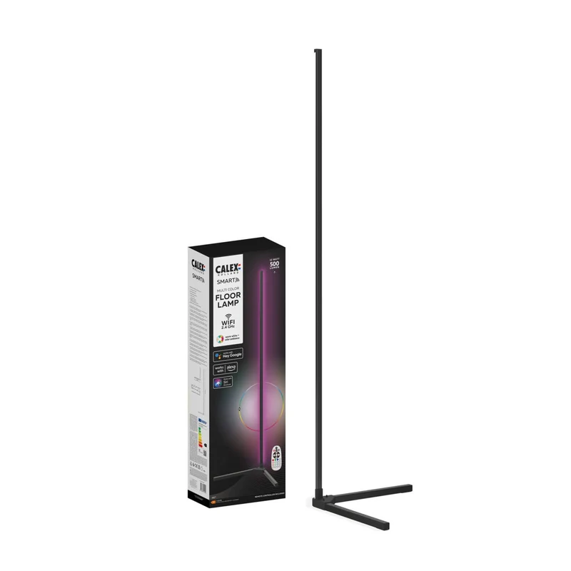 B-Ware Calex Stehleuchte Standlampe Smart LED mit Fernbedienung RGBW schwarz Kunststoff