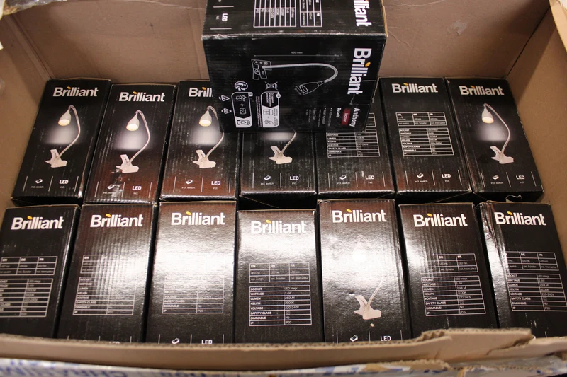 15x B-Ware Brilliant Antony Klemmleuchte Tischleuchte Tischlampe LED fest eingebaut Titan