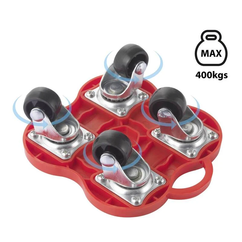 2x B-Ware TOOLCRAFT Möbelheber Transportroller Set 400kg Traglast 4 Räder Stahl 116x130mm