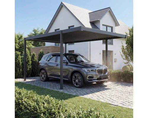 B-Ware Konsta Einzelcarport Flachdach Stahlplatten anthrazit 300x500cm 8x8cm
