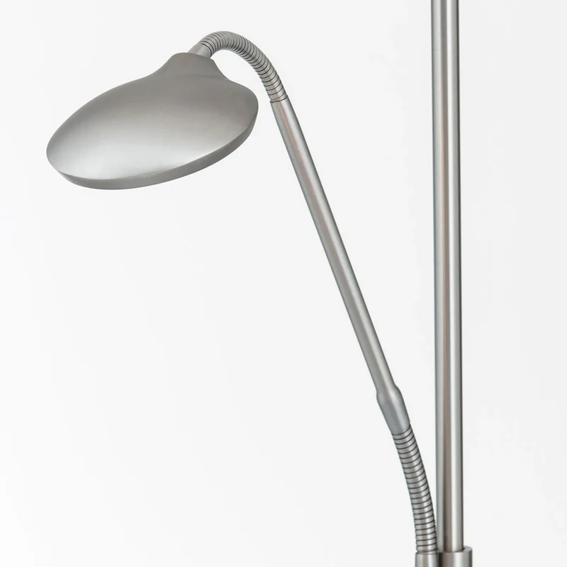B-Ware Cobra Deckenfluter Stehlampe LED Leselampe Nickel Lampe Leuchte Schalter Dimmbar
