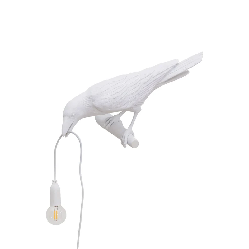 B-Ware Seletti Wandlampe Wandleuchte Bird Lamp LED weiß Kunstharz Blick links