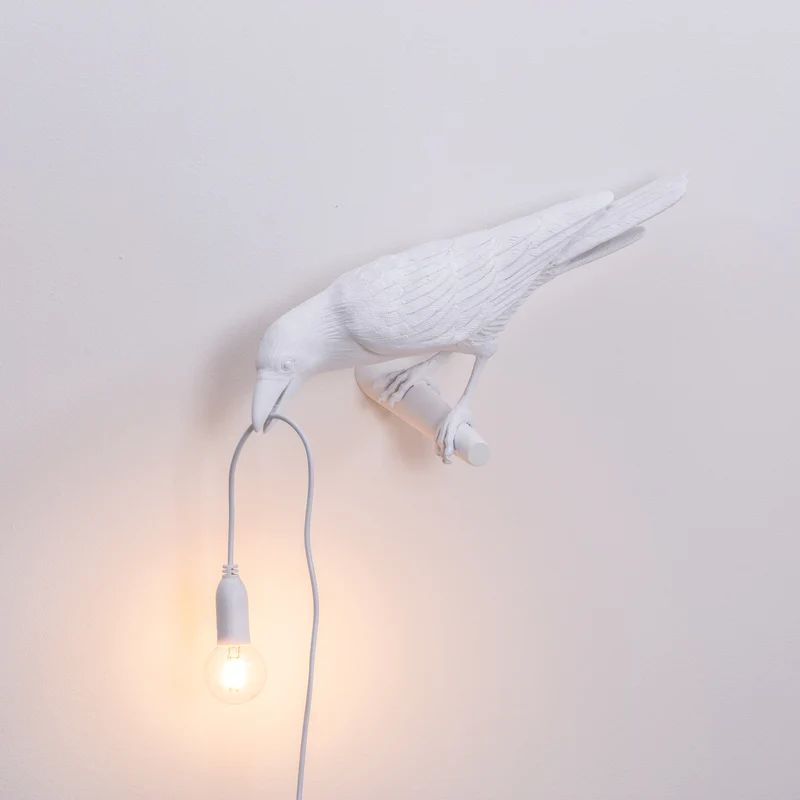 B-Ware Seletti Wandlampe Wandleuchte Bird Lamp LED weiß Kunstharz Blick links