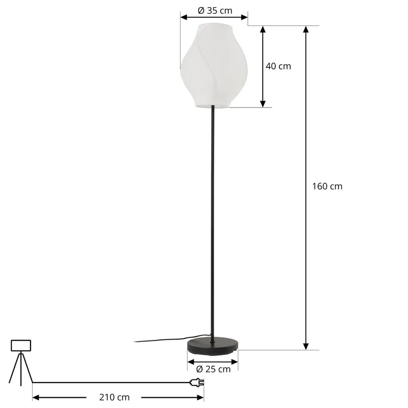 B-Ware Lucande Stehleuchte Stehlampe Tovina Textil weiß Höhe 165 cm Wohnzimmerlampe