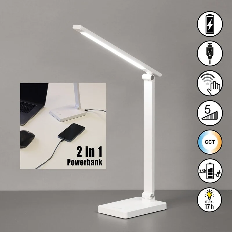 B-Ware FH Lighting Tischleuchte Schreibtischlampe LED Akku weiß Sensor dimmbar CCT