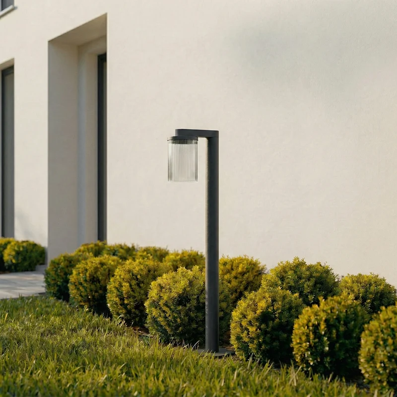 B-Ware Lucande Wegeleuchte Gartenleuchte Beelia LED Aluminium Glas schwarz IP65 90 cm
