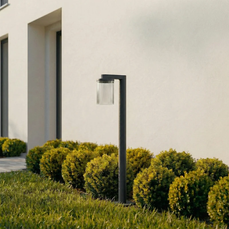 B-Ware Lucande Wegeleuchte Gartenleuchte Beelia LED Aluminium Glas schwarz IP65 90 cm