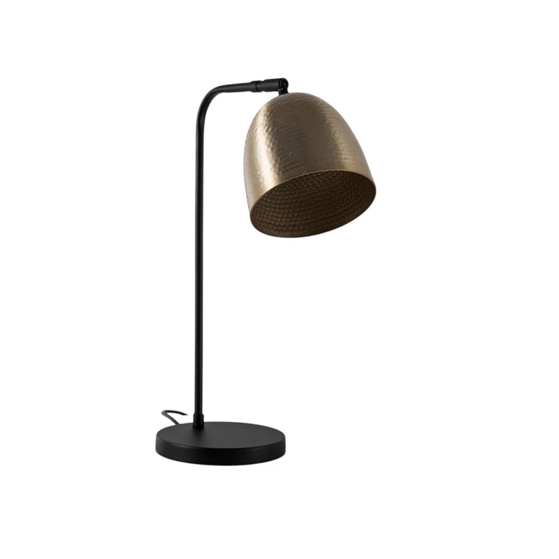 B-Ware Opviq Tischleuchte Lampe Tattoo 5031 gold patiniert Metall schwarz 52 cm E27