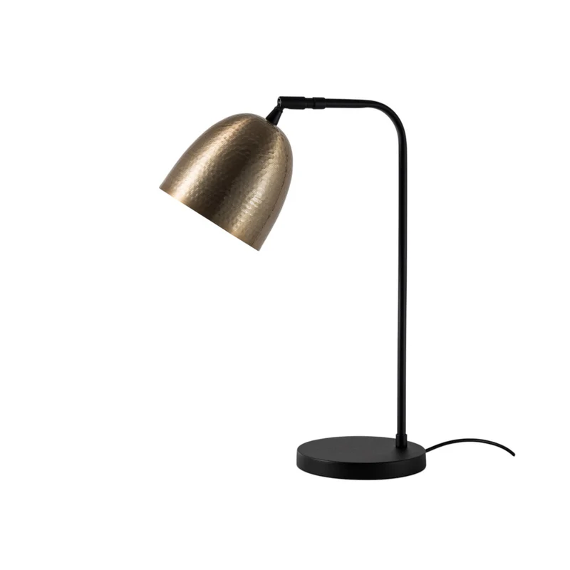 B-Ware Opviq Tischleuchte Lampe Tattoo 5031 gold patiniert Metall schwarz 52 cm E27