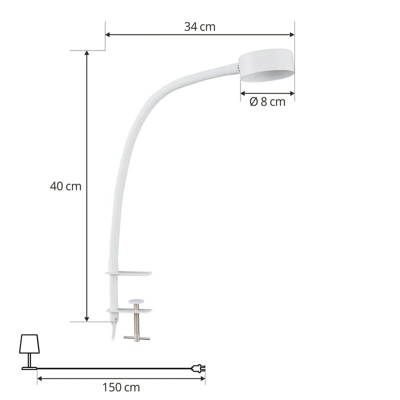 B-Ware Lindby Schraubklemmleuchte Klemmleuchte Jyla Flexarm weiß matt Eisen GX53