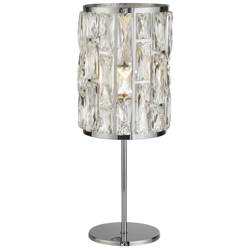 B-Ware Searchlight Tischleuchte Lampe Bijou Kristallglas chrom Glas transparent 43,5 cm