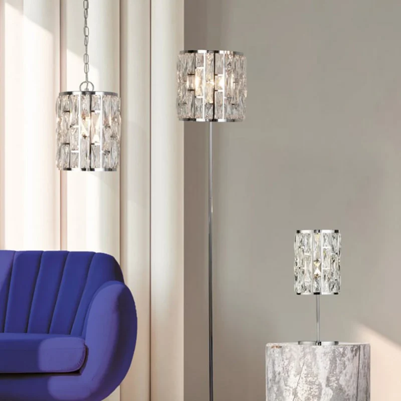 B-Ware Searchlight Tischleuchte Lampe Bijou Kristallglas chrom Glas transparent 43,5 cm