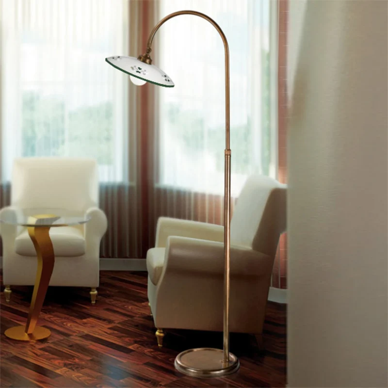 B-Ware Cremasco Stehleuchte Lampe Bassano grün Messing Keramik Stehlampe Leuchte LED