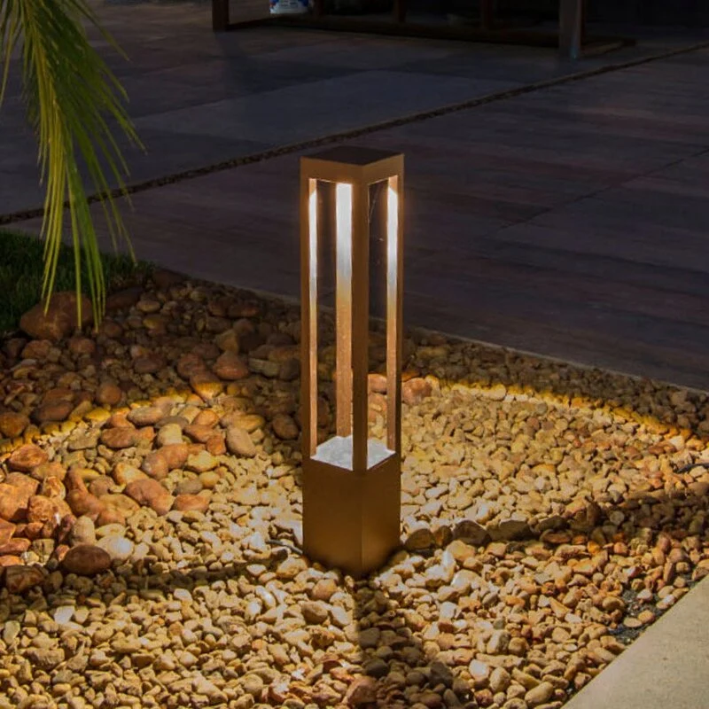 B-Ware Agra Wegeleuchte Wegelampe LED Aluminium Glas rostbraun Außenleuchte Beleuchtung
