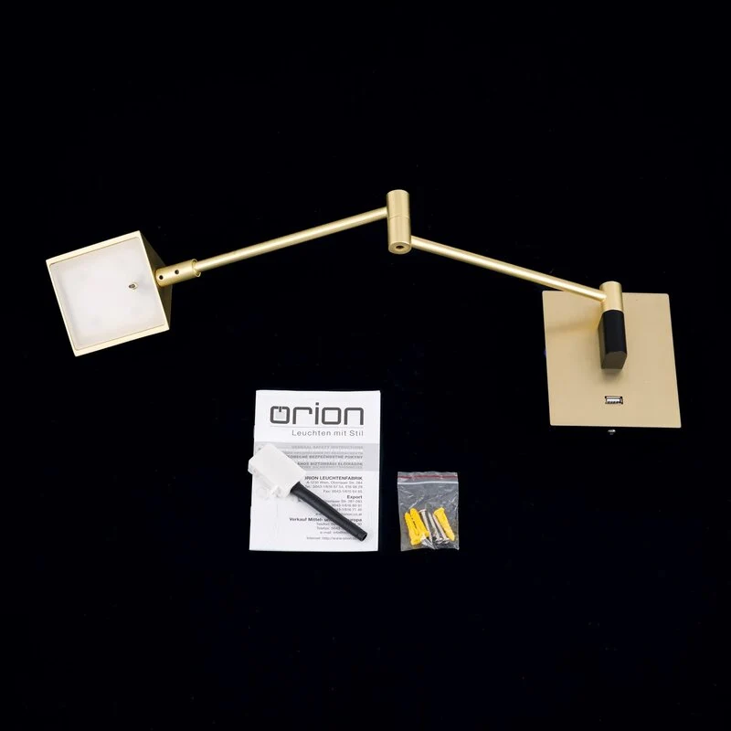 B-Ware Boston Wandleuchte Wandlampe LED USB Steckdose messing matt schwarz Eisen Tou876