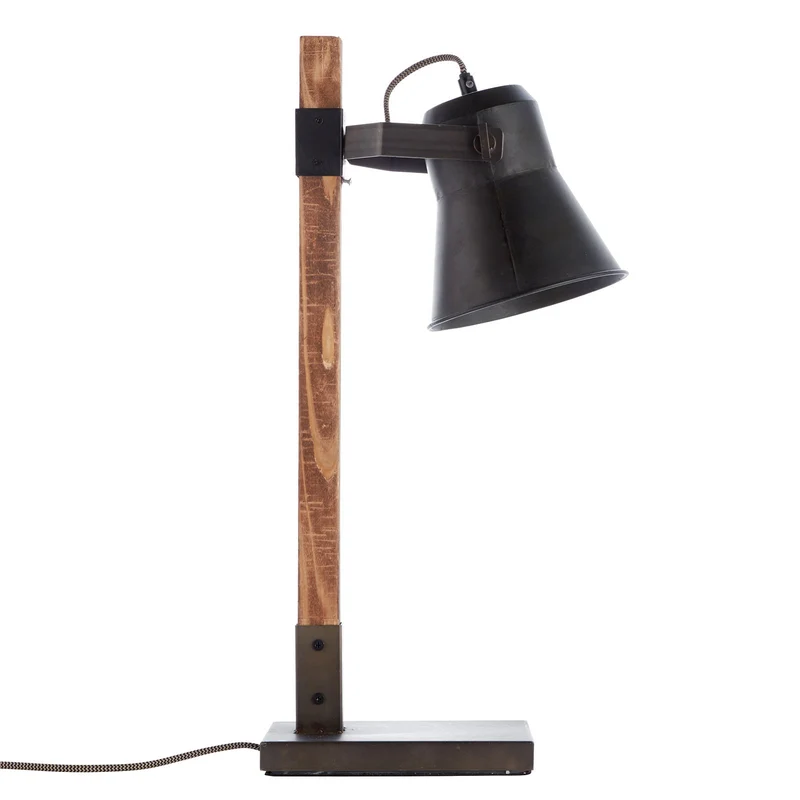 B-Ware Brilliant Tischleuchte Lampe Plow Schreibtischlampe Leuchte schwarz/holz dunkel