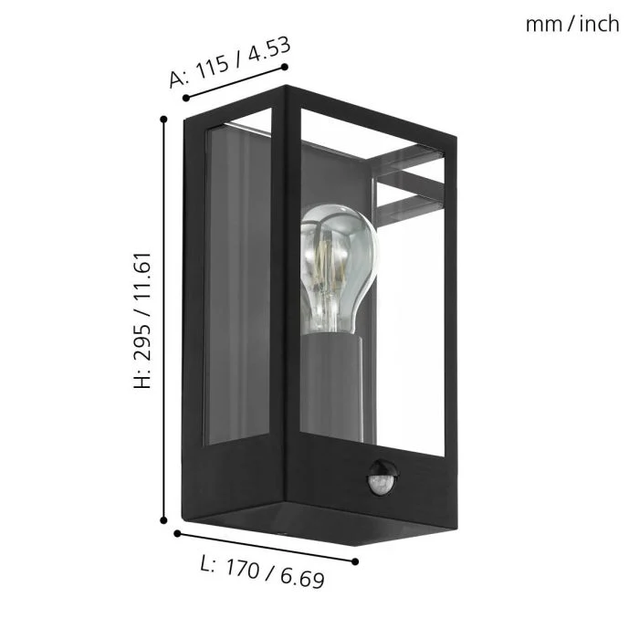 B-Ware EGLO Außenwandleuchte Alamonte Wandleuchte Wandlampe Lampe Leuchte E27 Sensor