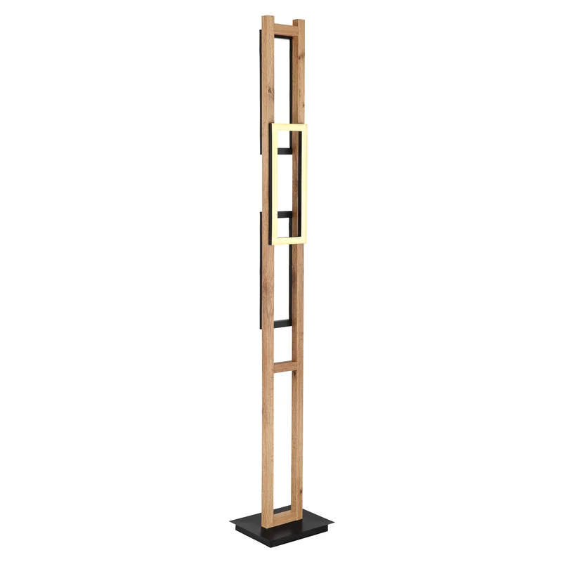 B-Ware Globo Stehlampe Standlampe LED Illa Holzdesign schwarz MDF Holz Metall Schal774