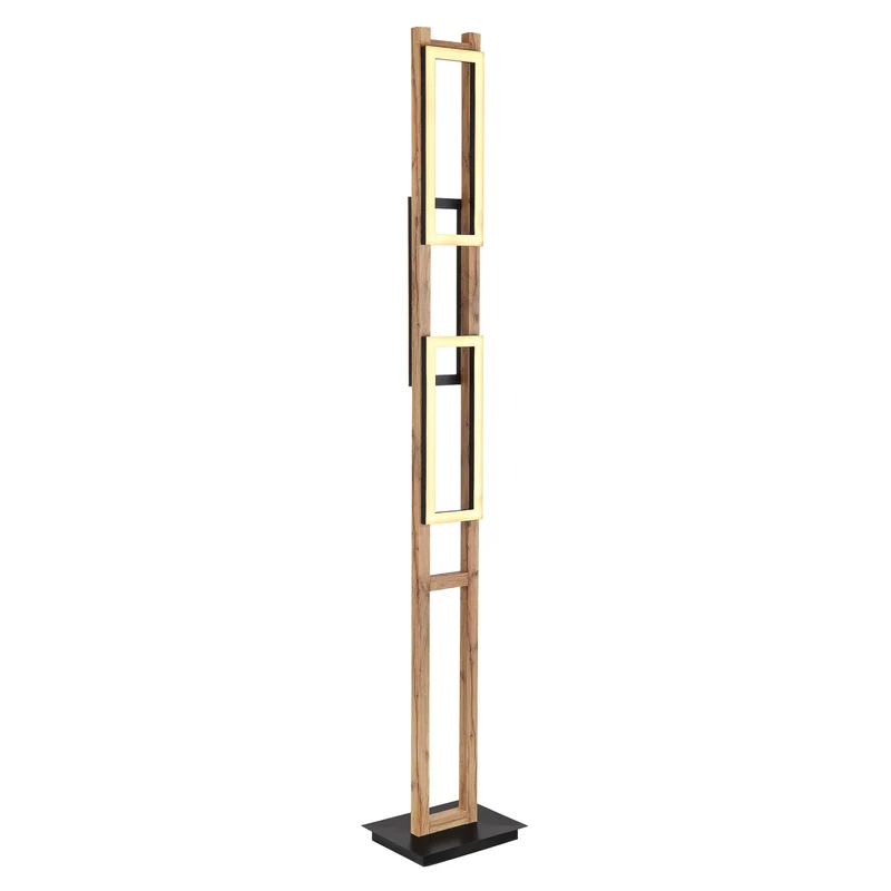 B-Ware Globo Stehlampe Standlampe LED Illa Holzdesign schwarz MDF Holz Metall Schal774